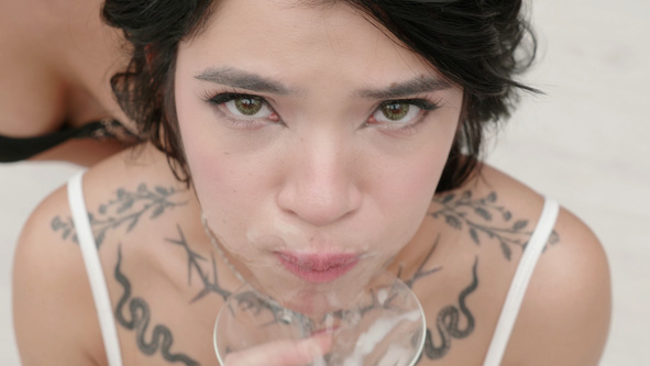 Scarlett Lapiedra swallowing 55 gloryhole loads